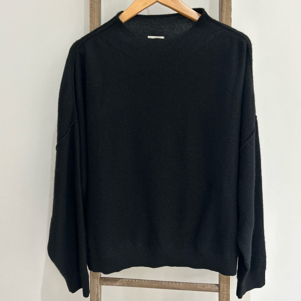 Pilcro Anthropologie Alani Cashmere Mockneck Sweater Oversized Black Size XL - Picture 2 of 7